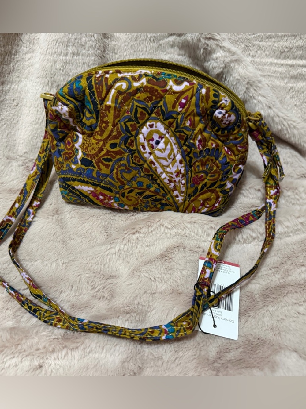 Vera Bradley Mustard Paisley Quilted Crossbody